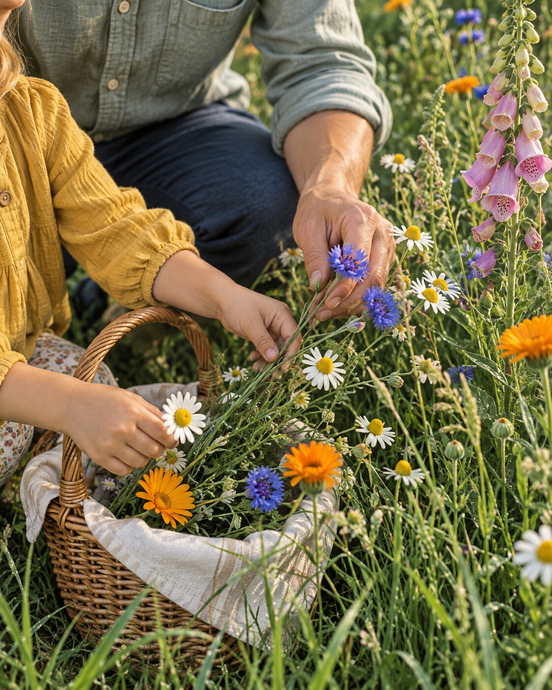 Bloemen plukken in de pluktuin